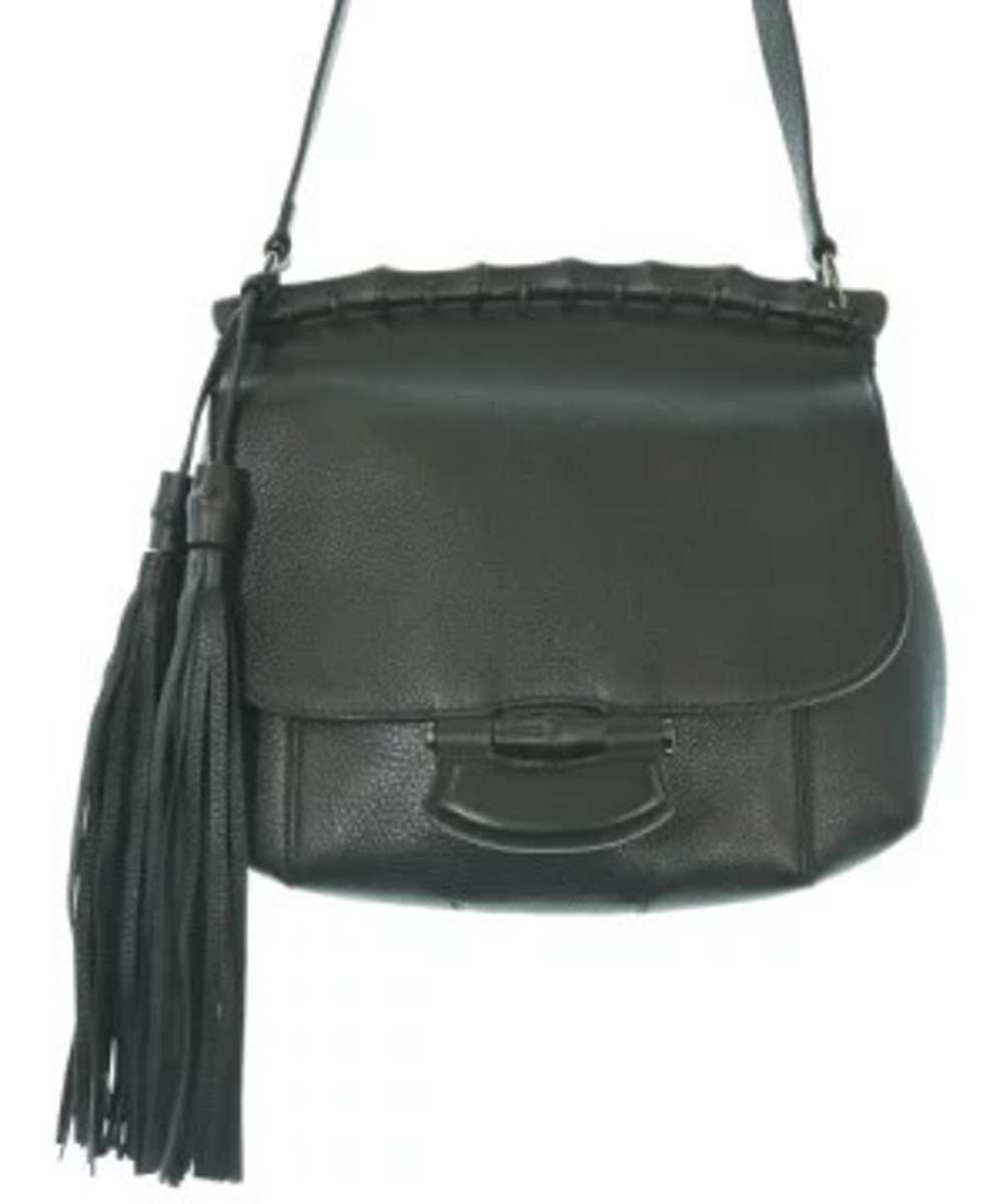 Gucci Nouveau Fringe Shoulder Bag bamboo tassels Black